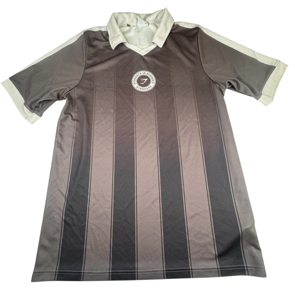 GymShark Polo Men’s Small Black Stretch Performance Lift Miami Graphic Print Top